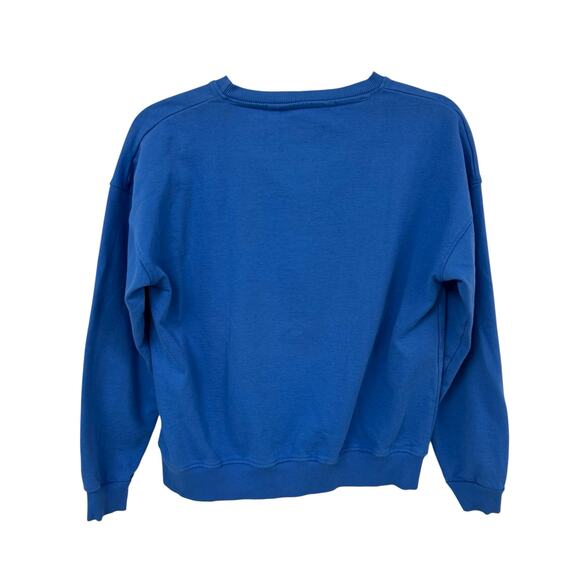 Compania Fantastica Blue Fleece Sweatshirt with Flower Graphic Womens Small - Picture 7 of 7